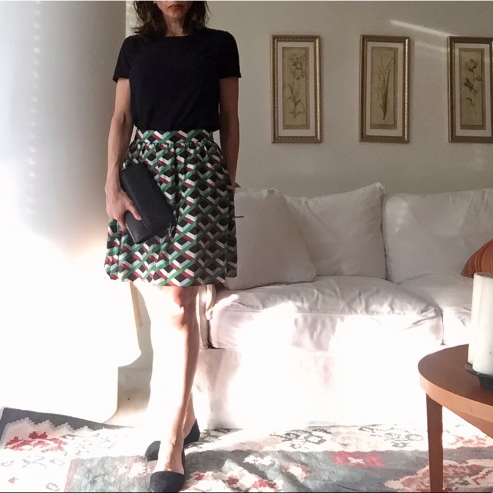J. Crew silk ratti graphic diamond print skirt, 00